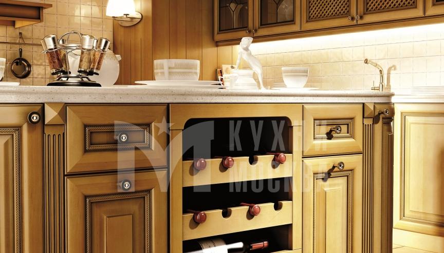 Бутылочница на кухне в классическом стиле из массива черешни - Бунинская Аллея